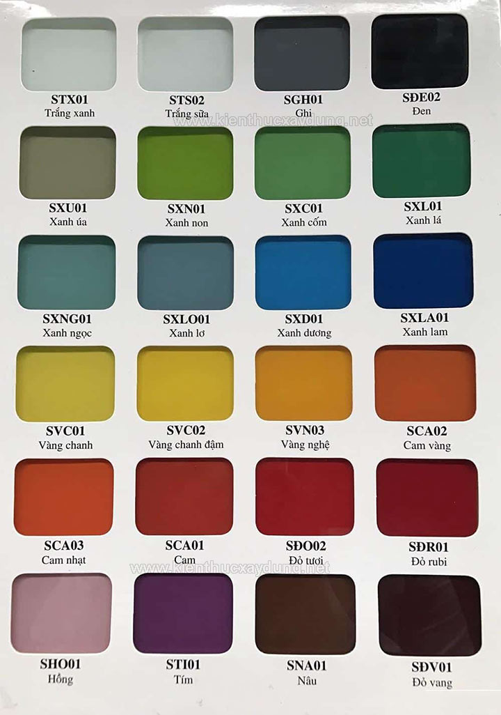 màu kính ốp bếp Bản màu ốp bếp