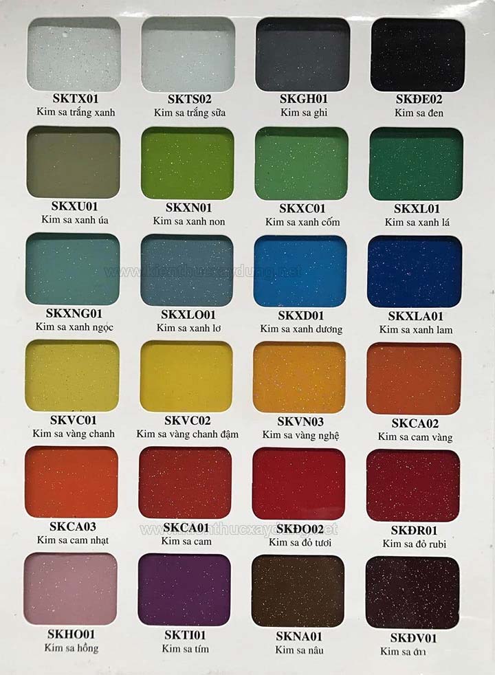 màu kính ốp bếp Bảng màu kính ốp bếp kim sa