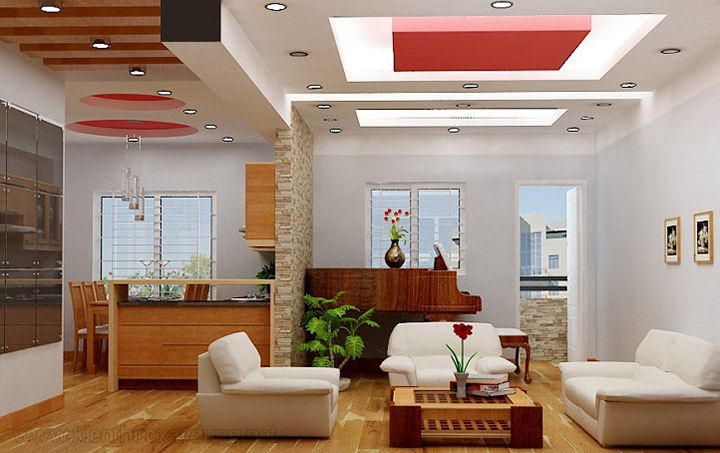 Trần thạch cao kiểu gỗ giả