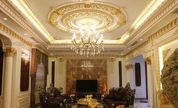 Trần phòng khách bằng thạch cao
